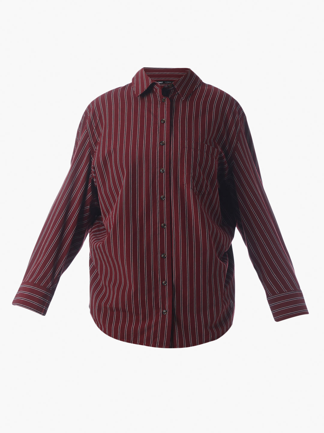 Maroon Striped Cotton Shirt