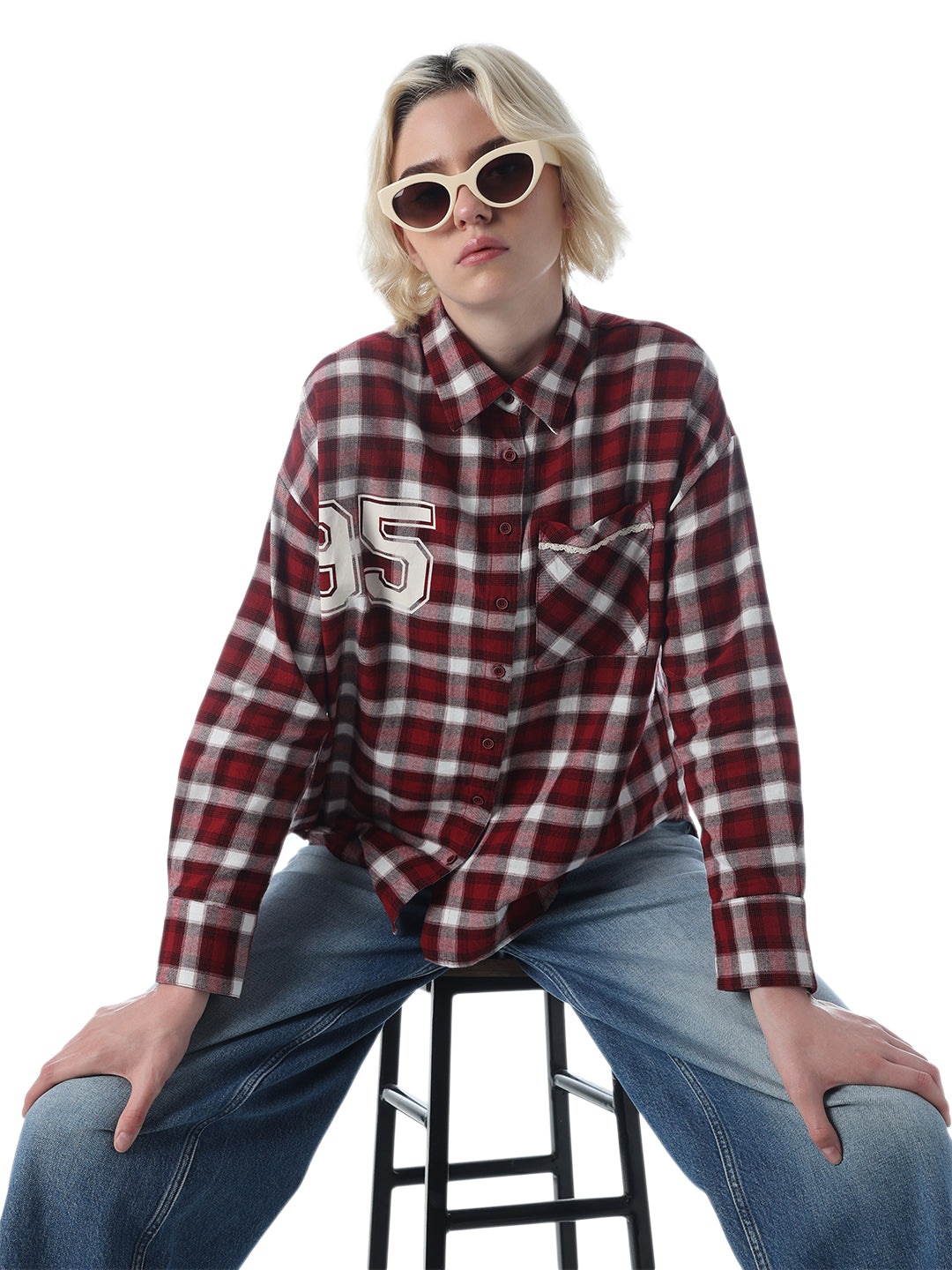 Maroon Check Cotton Shirt
