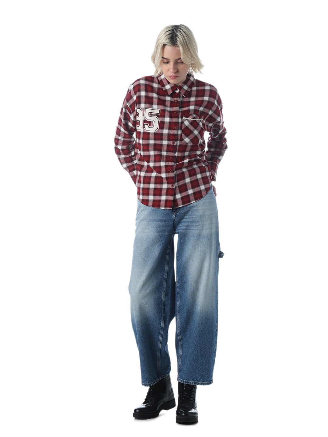 Maroon Check Cotton Shirt