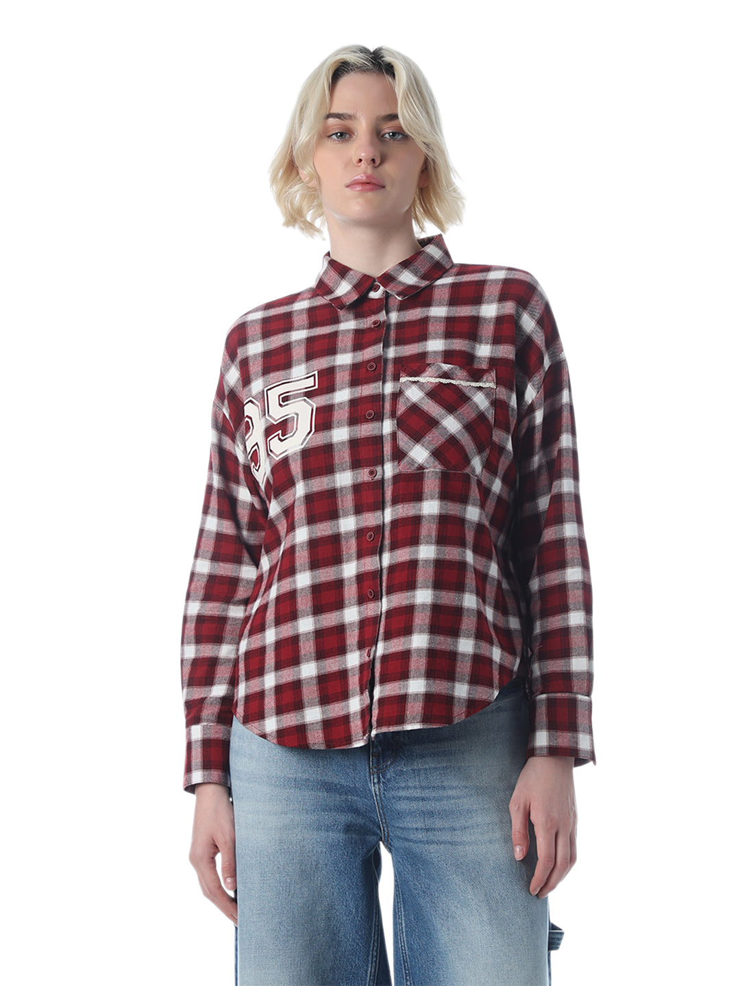 Maroon Check Cotton Shirt