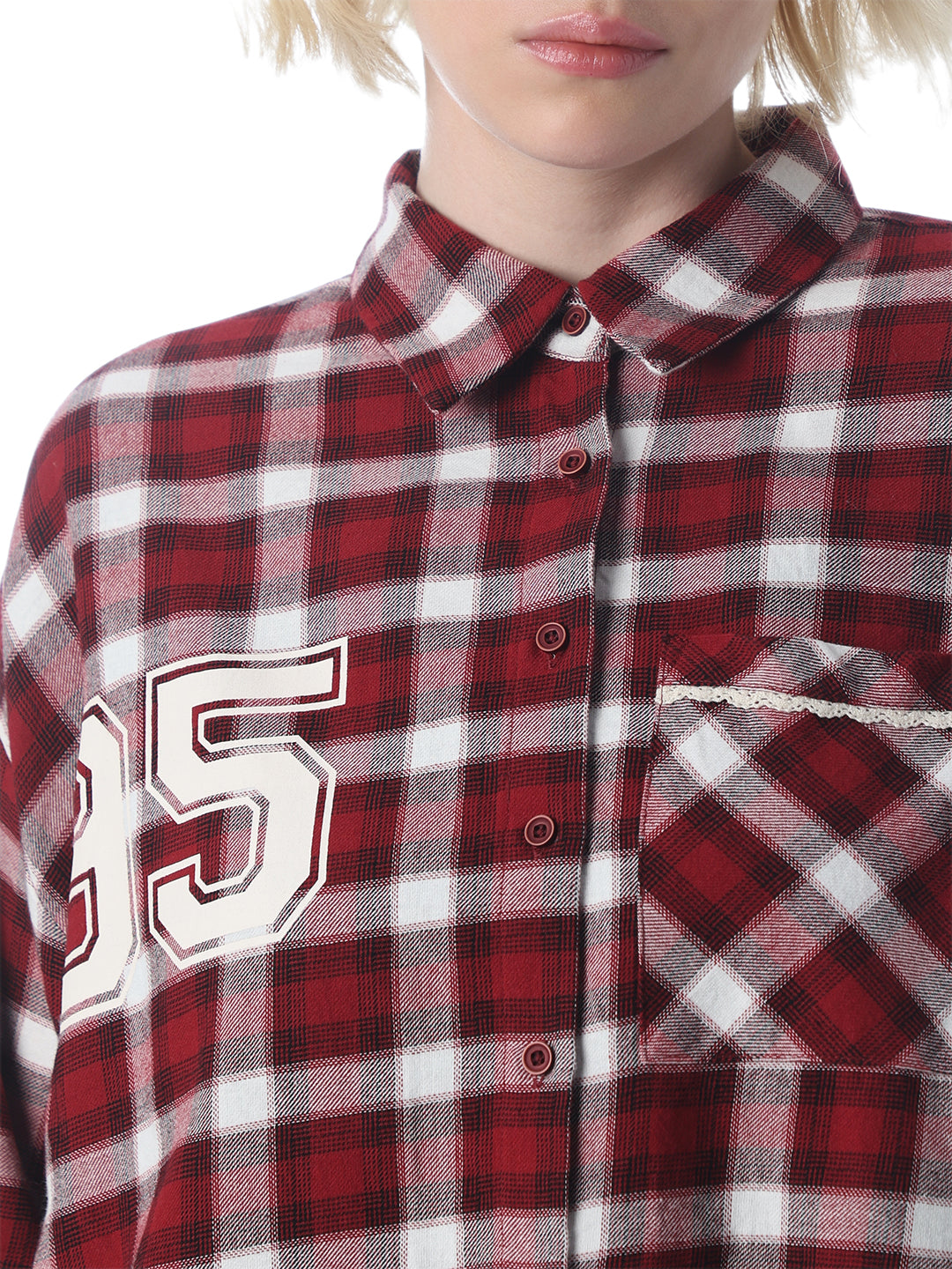 Maroon Check Cotton Shirt
