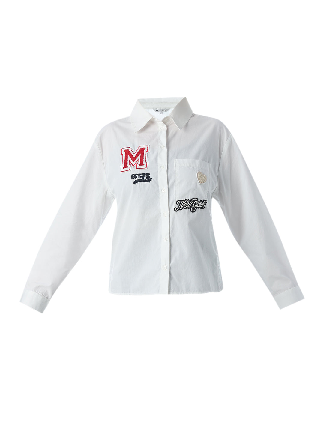 White Patch Work Cotton Shirt