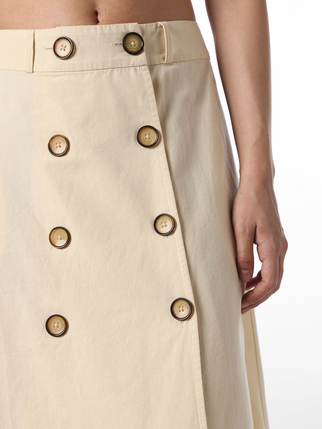 Beige A-Line Long Cotton Skirt
