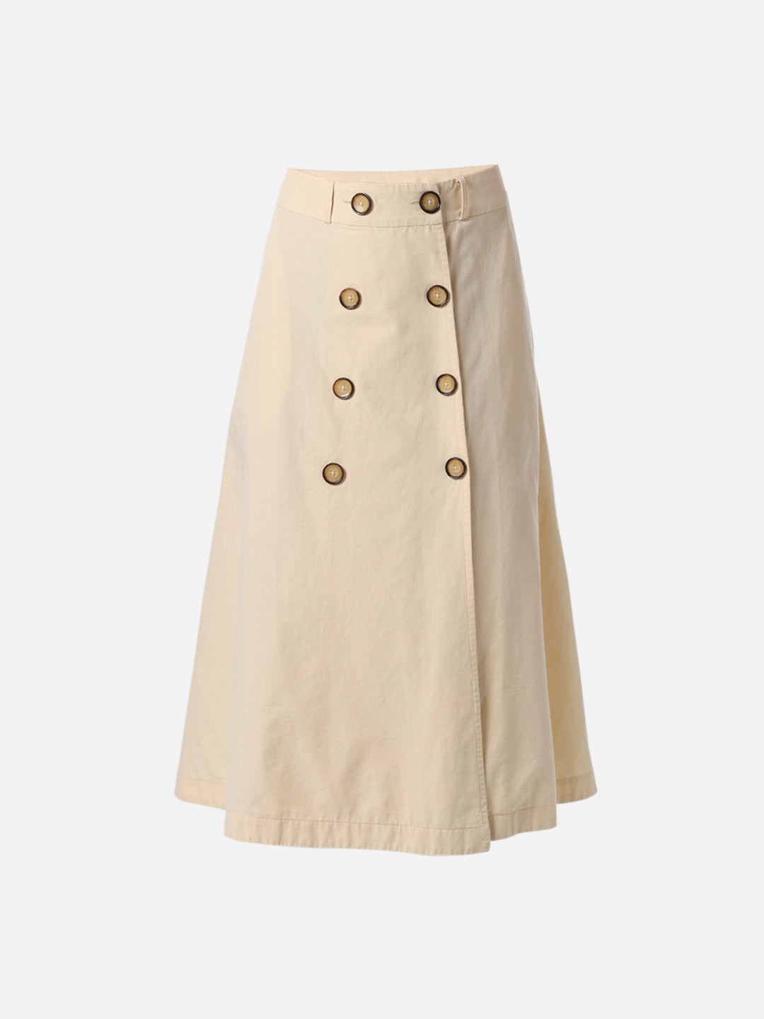 Beige A-Line Long Cotton Skirt