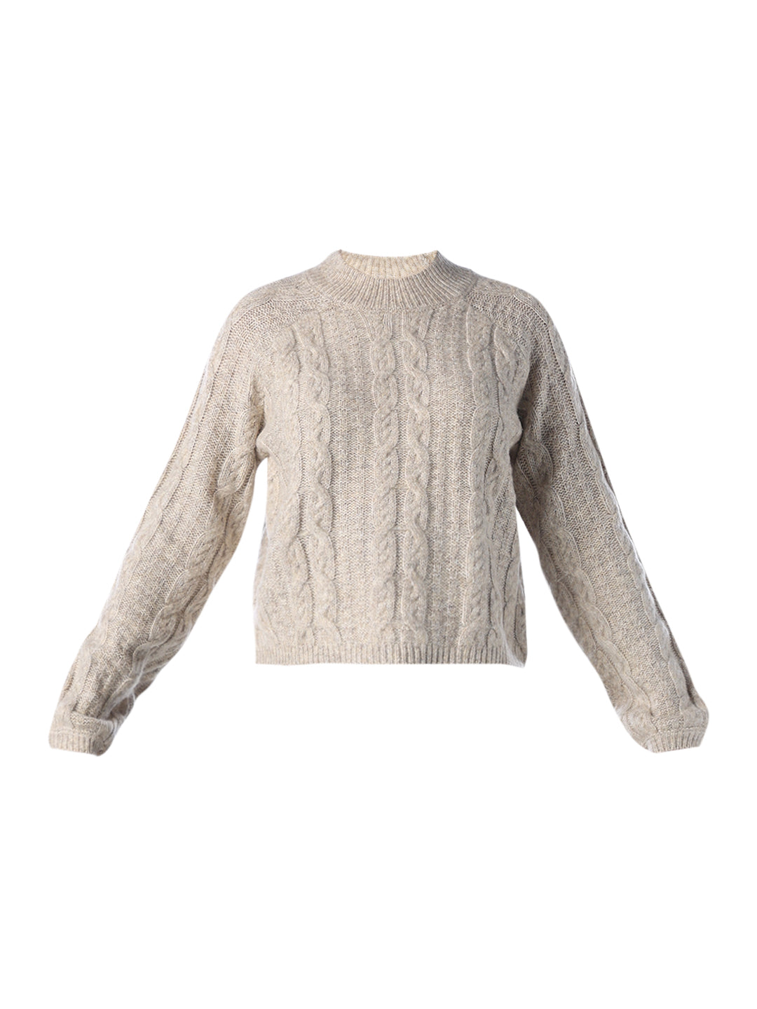 Beige Cable Knit Pullover