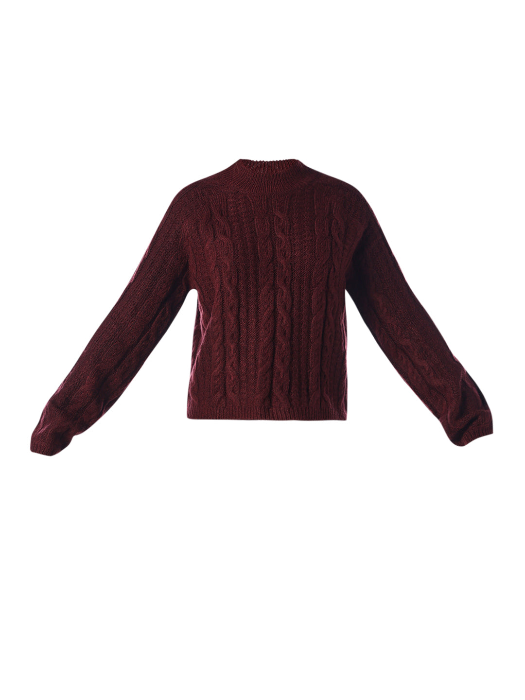 Dark Maroon Cable Knit Pullover