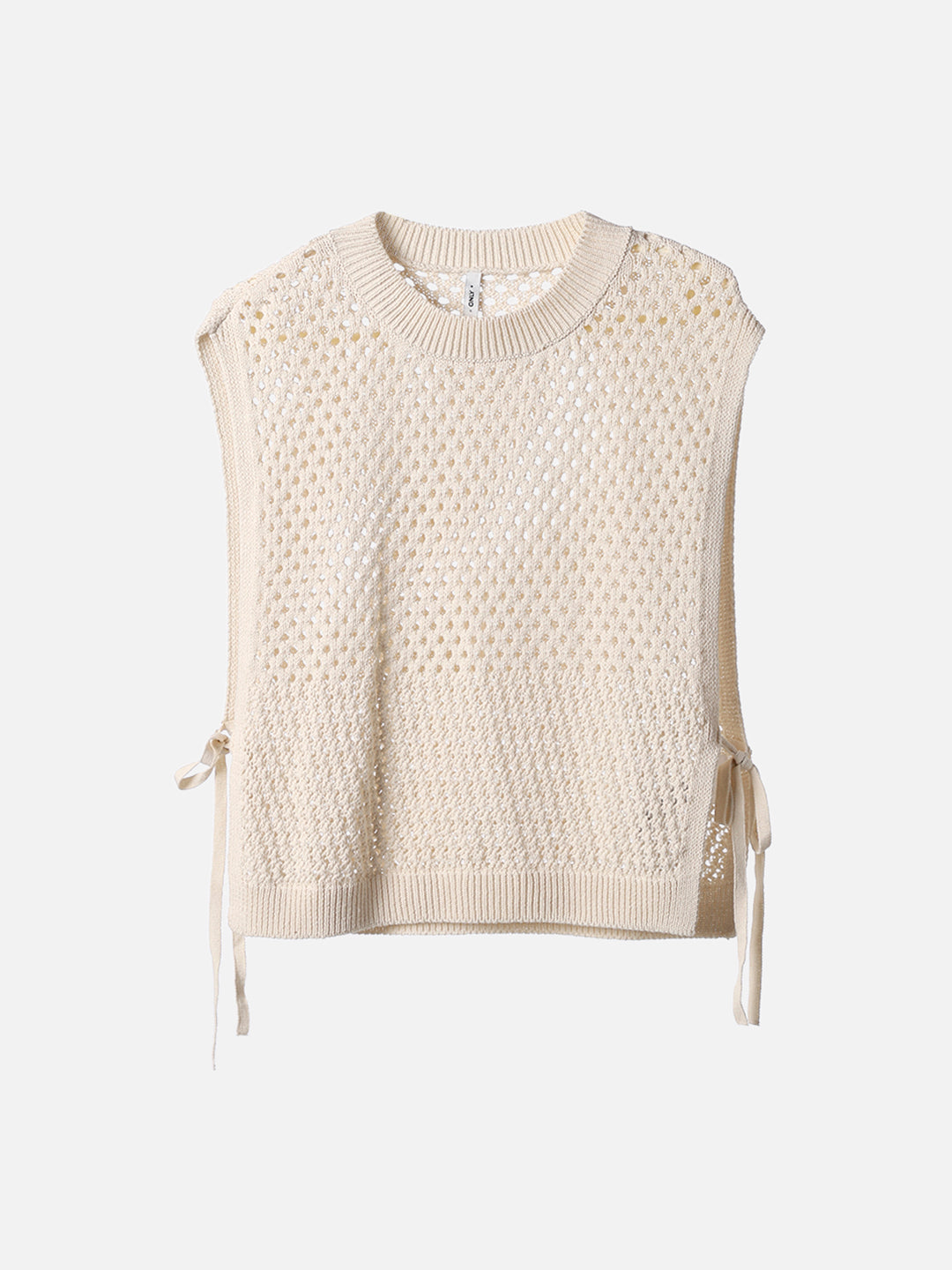 Ecru Pointelle-Knit Sweater Vest