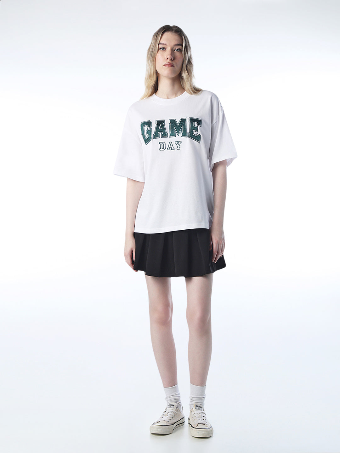 Satin Text Print T-shirt