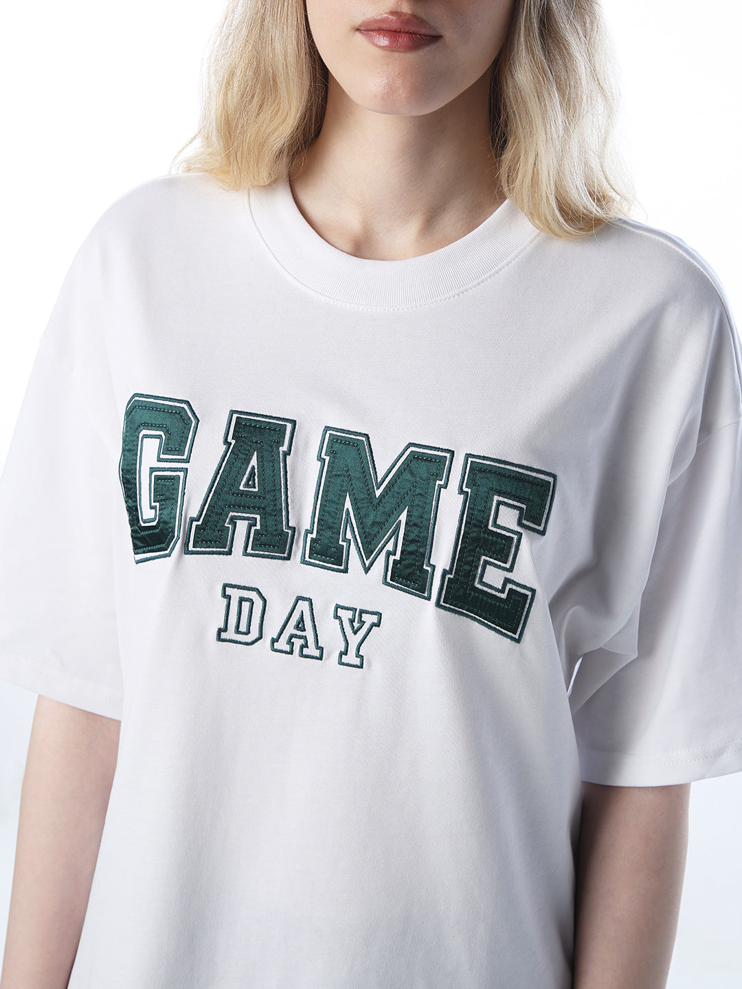 Satin Text Print T-shirt