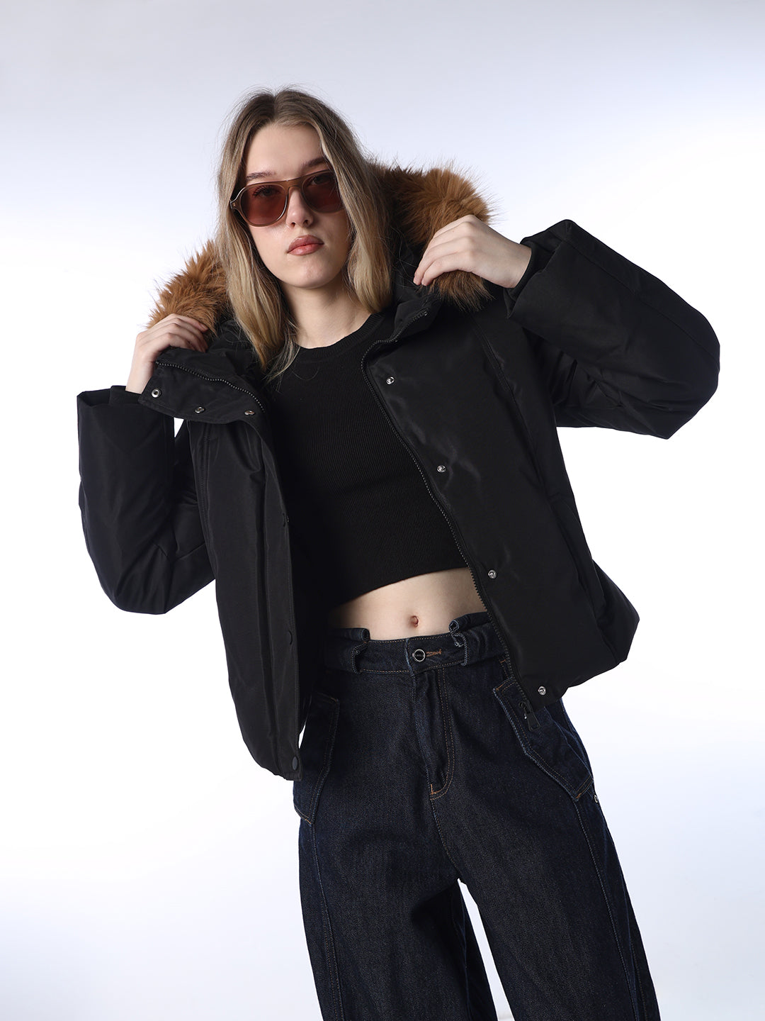Faux Fur Hooded Parka Puffer Jacket