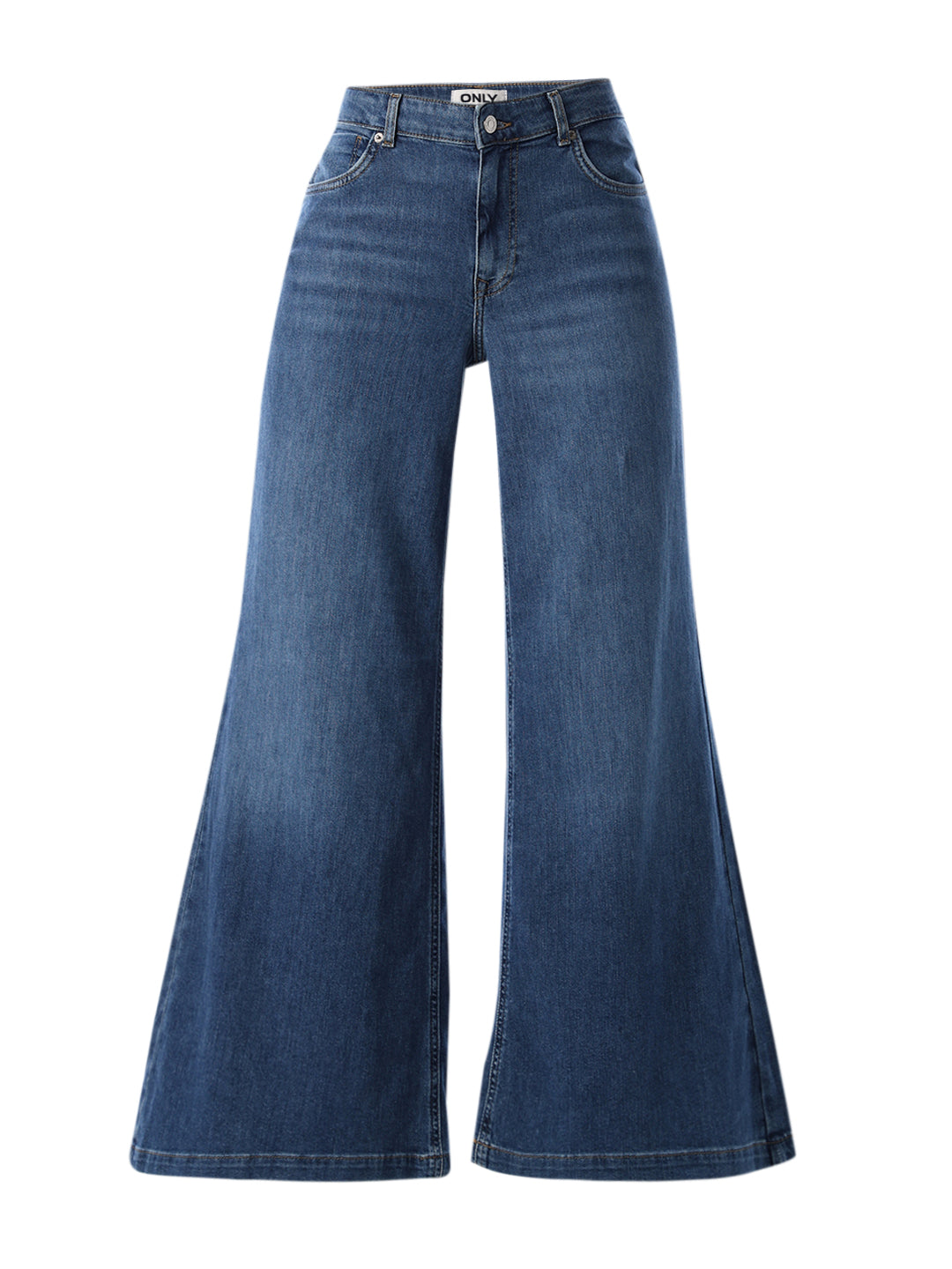 Flared High Rise Jeans - Medium Blue