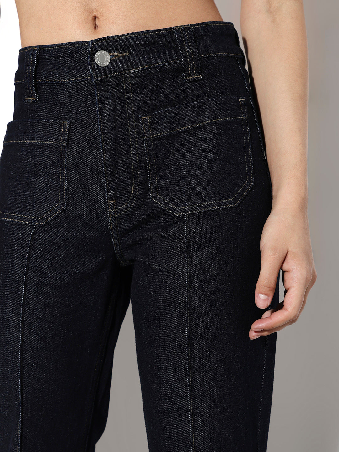 Dark Blue High Rise Flared Jeans