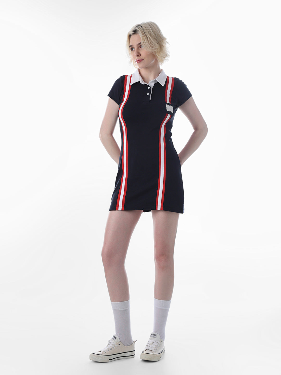 Navy Blue Bodycon Polo Dress