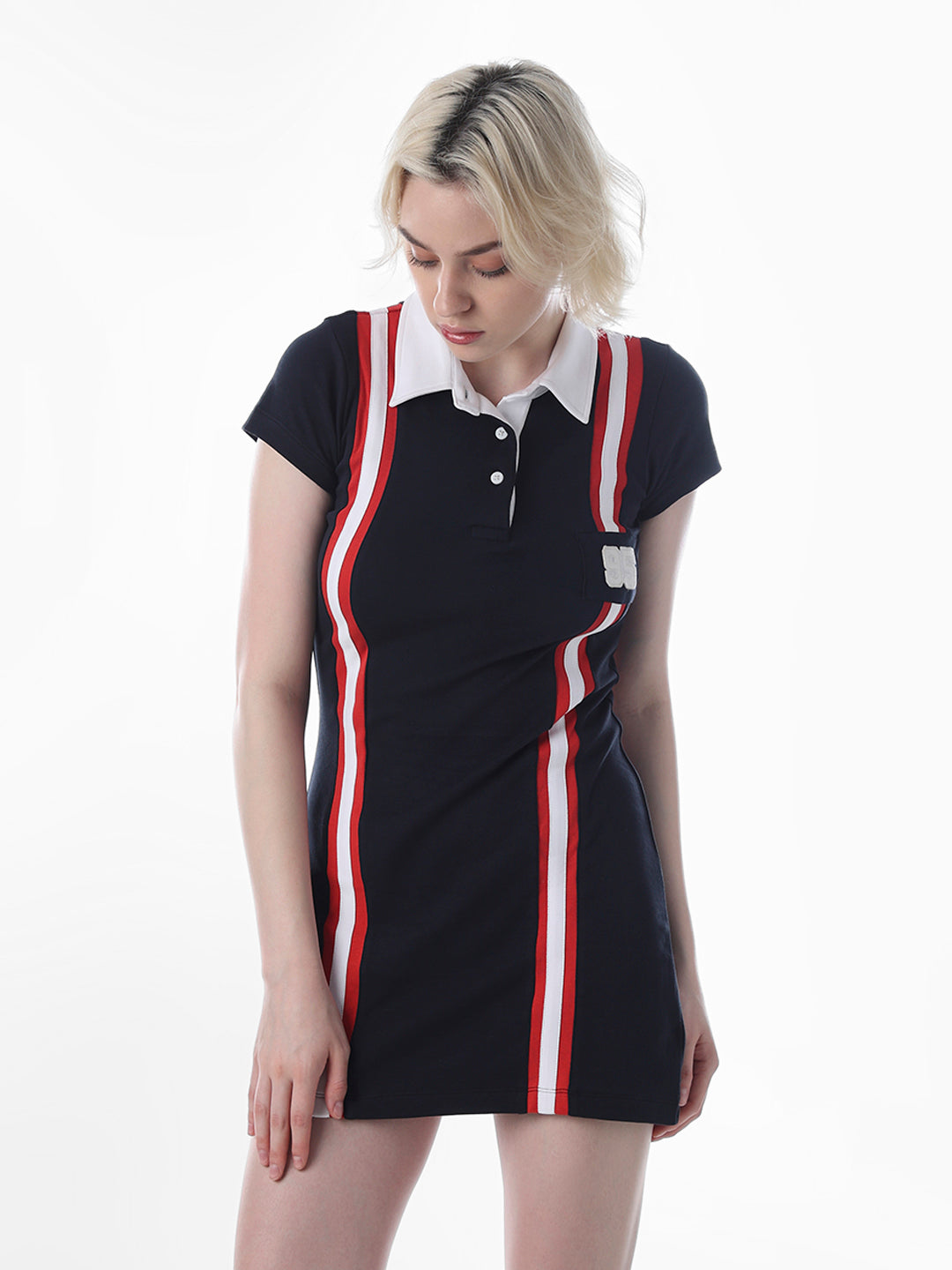 Navy Blue Bodycon Polo Dress