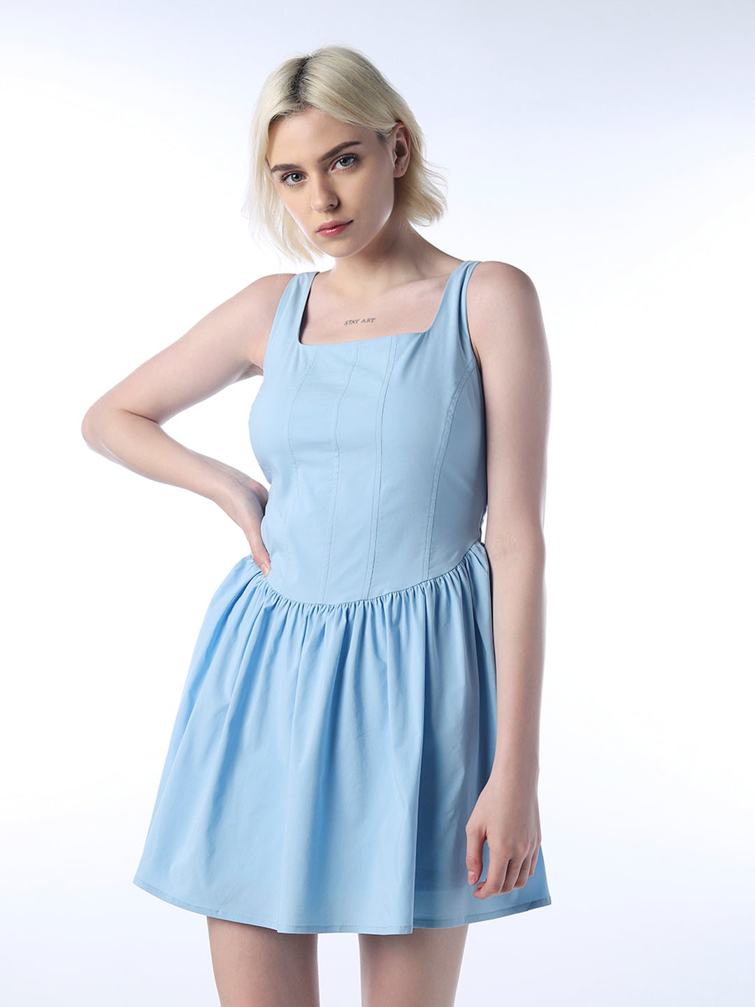 Drop Gathered Waist Dress