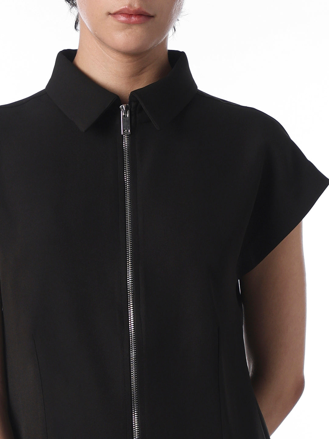 Black Flared Mini Shirt Dress