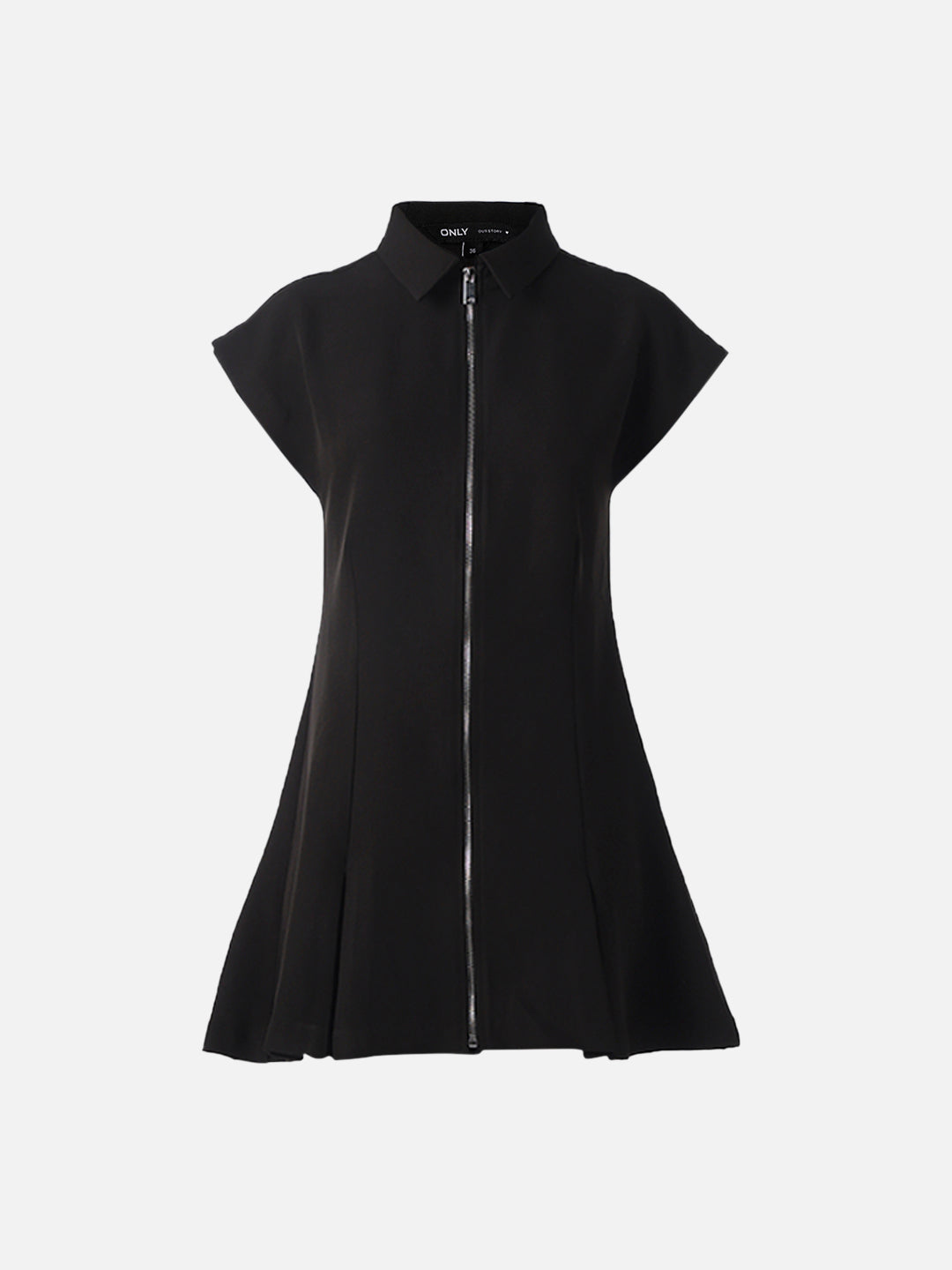 Black Flared Mini Shirt Dress