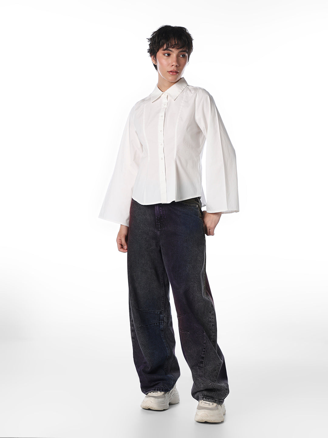 Pleated Cotton Shirt - White
