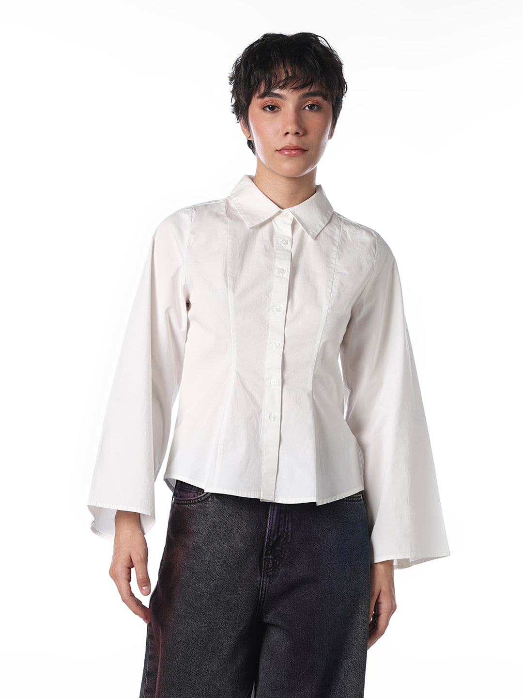 Pleated Cotton Shirt - White