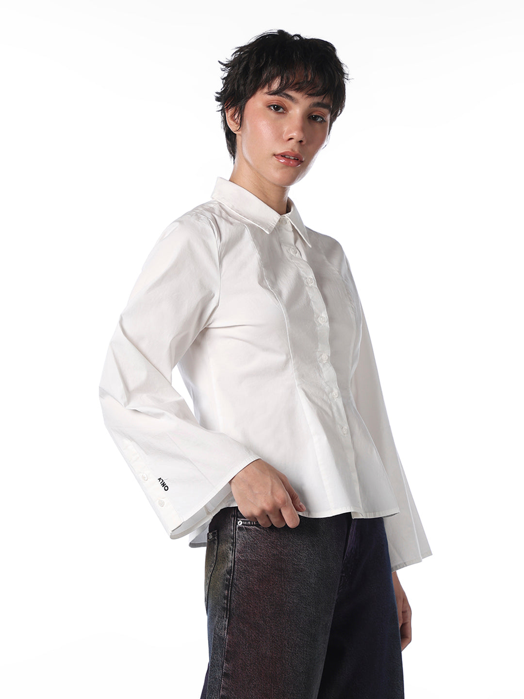 Pleated Cotton Shirt - White