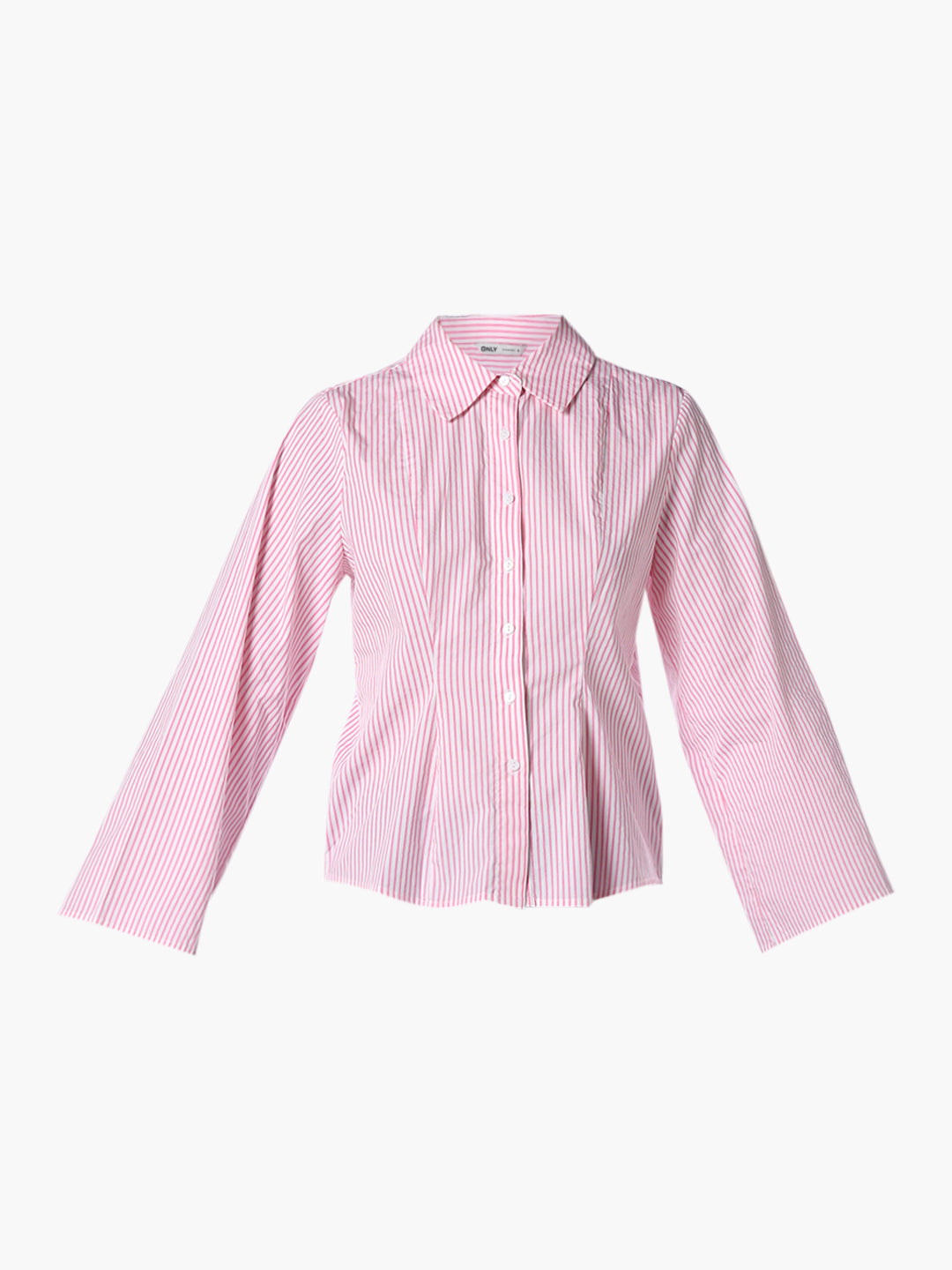 Pleated Striped Cotton Shirt - Pink