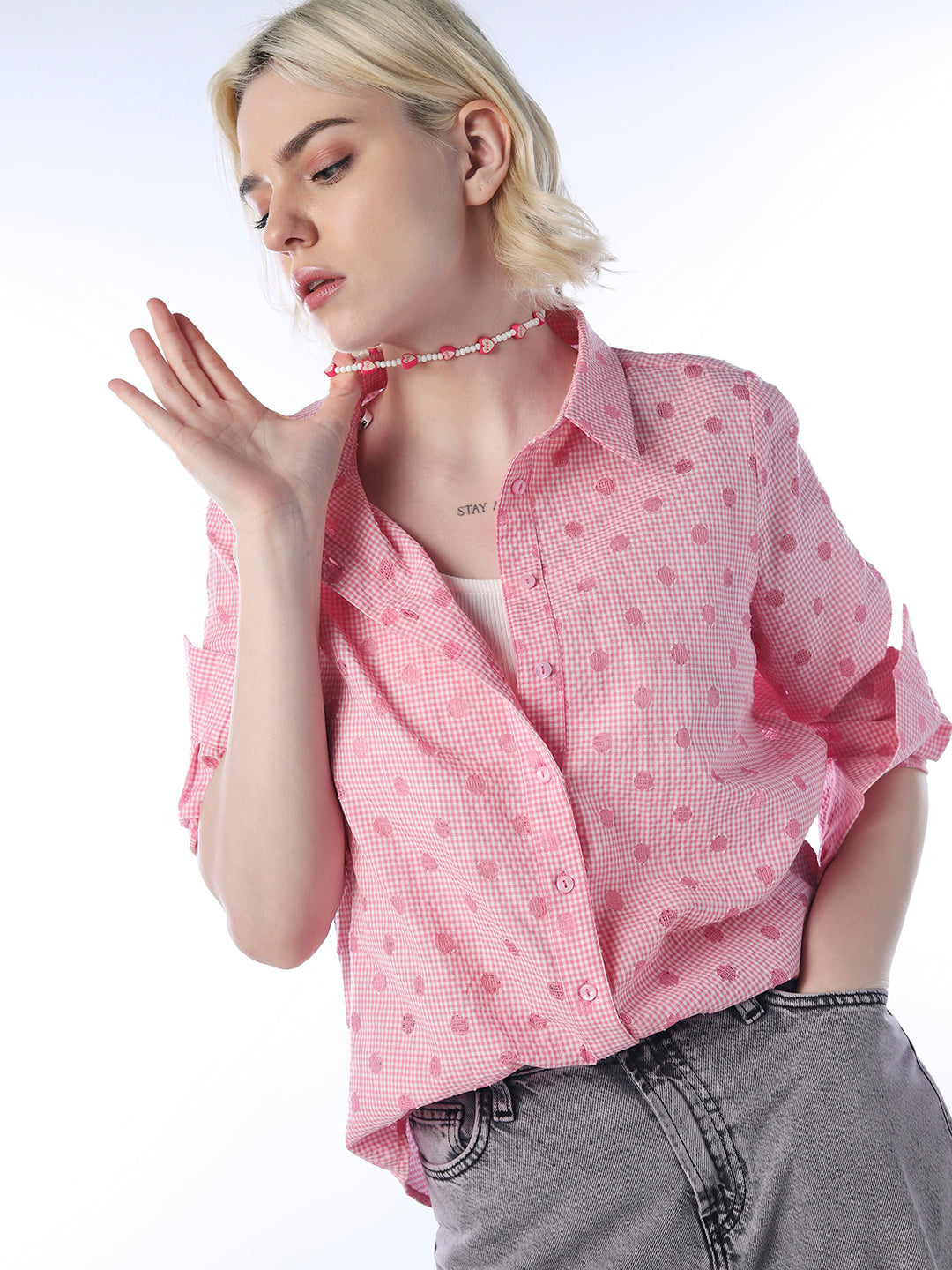 Dobby Textured Shirt - Pink