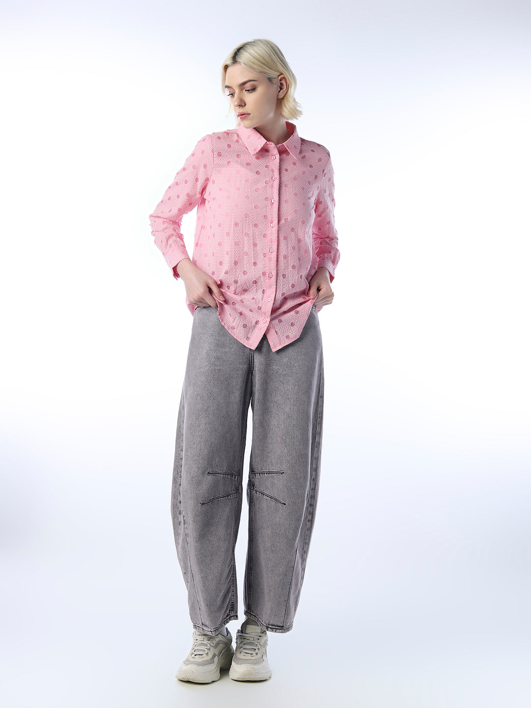 Dobby Textured Shirt - Pink