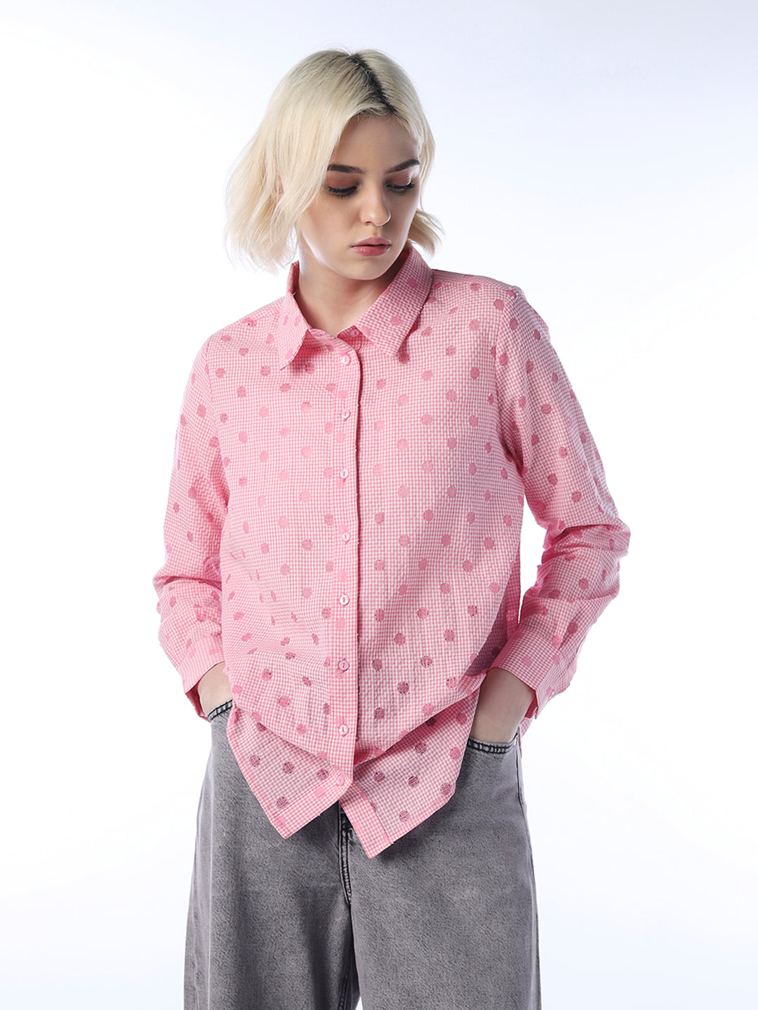 Dobby Textured Shirt - Pink
