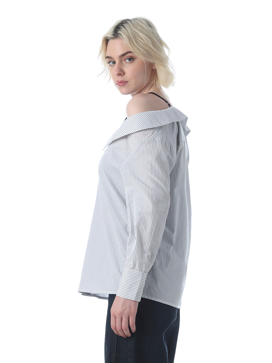 White Striped Lace Detail Shirt