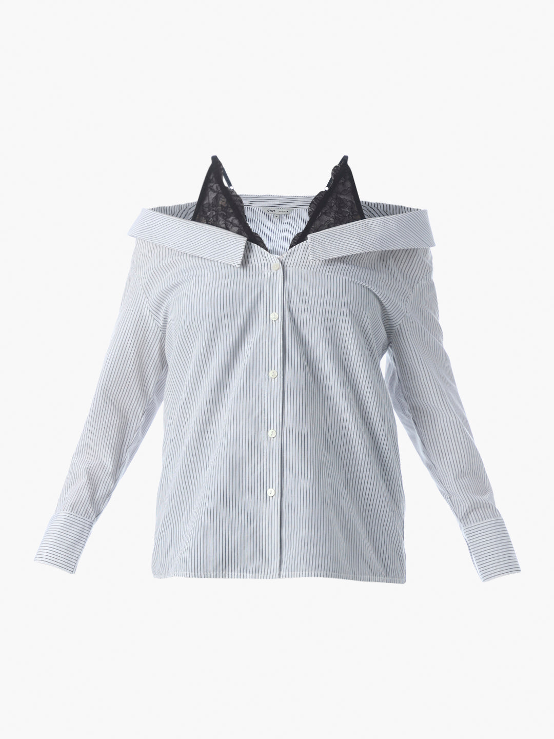 White Striped Lace Detail Shirt