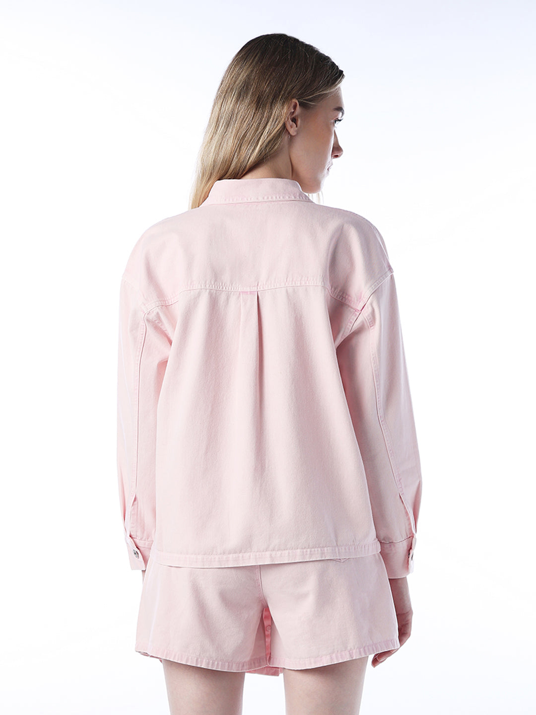 Washed Denim Shirt - Light Pink