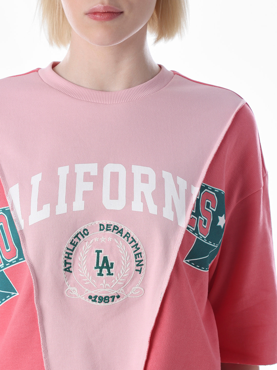 Pink Printed Cotton Sweatshirt