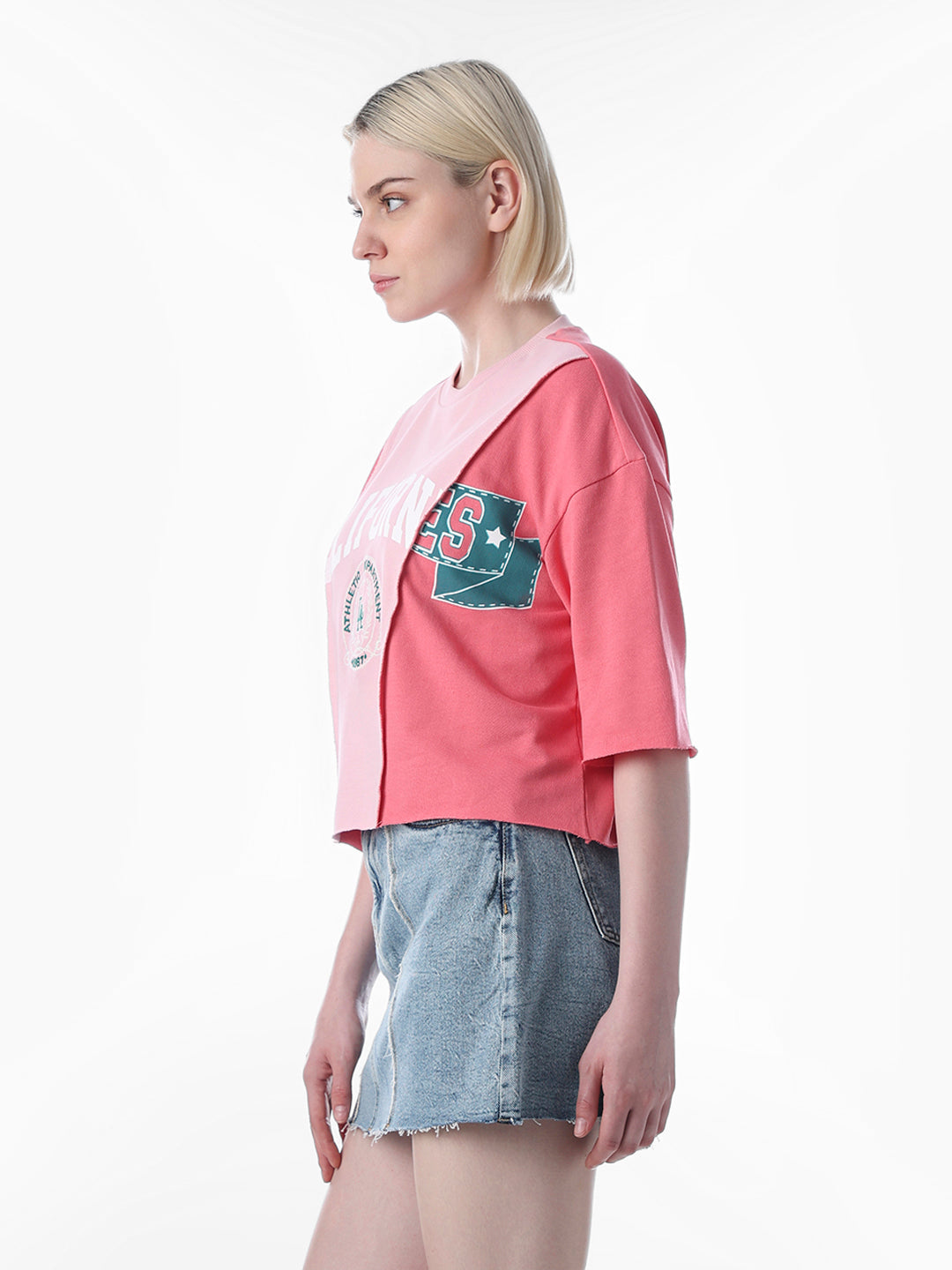 Pink Printed Cotton Sweatshirt