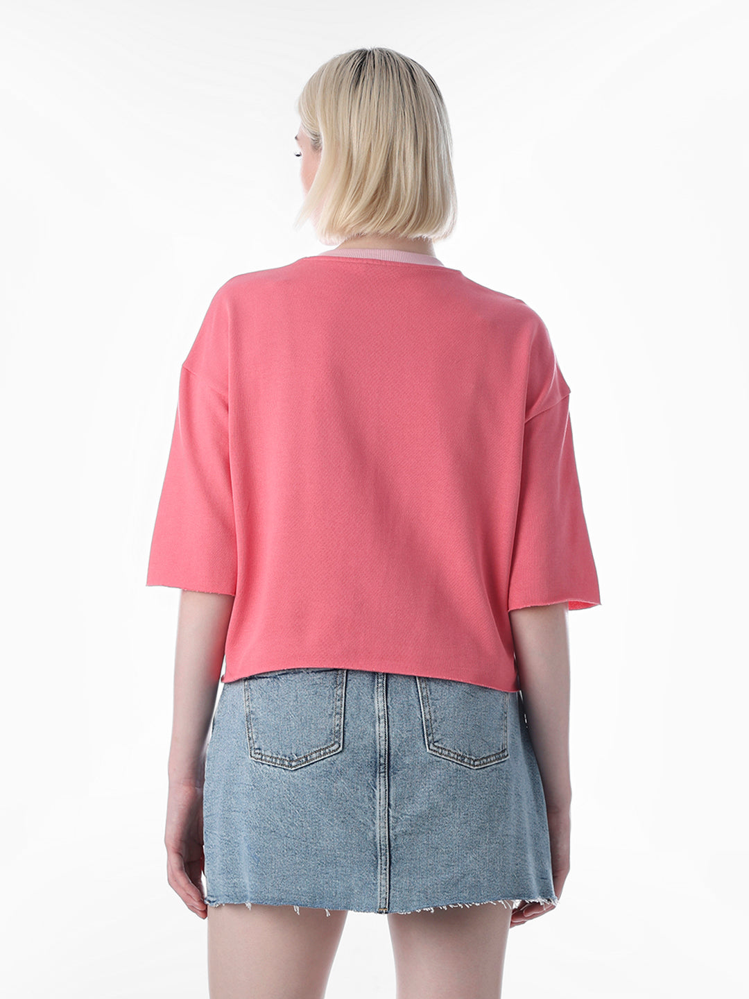 Pink Printed Cotton Sweatshirt