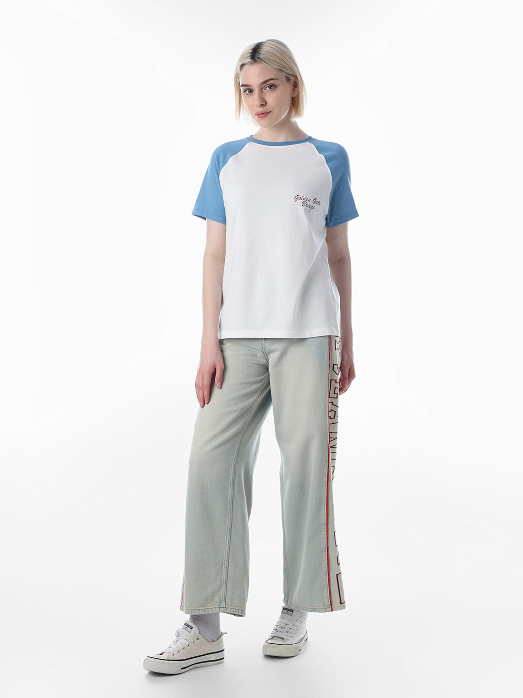 White Colourblocked T-shirt