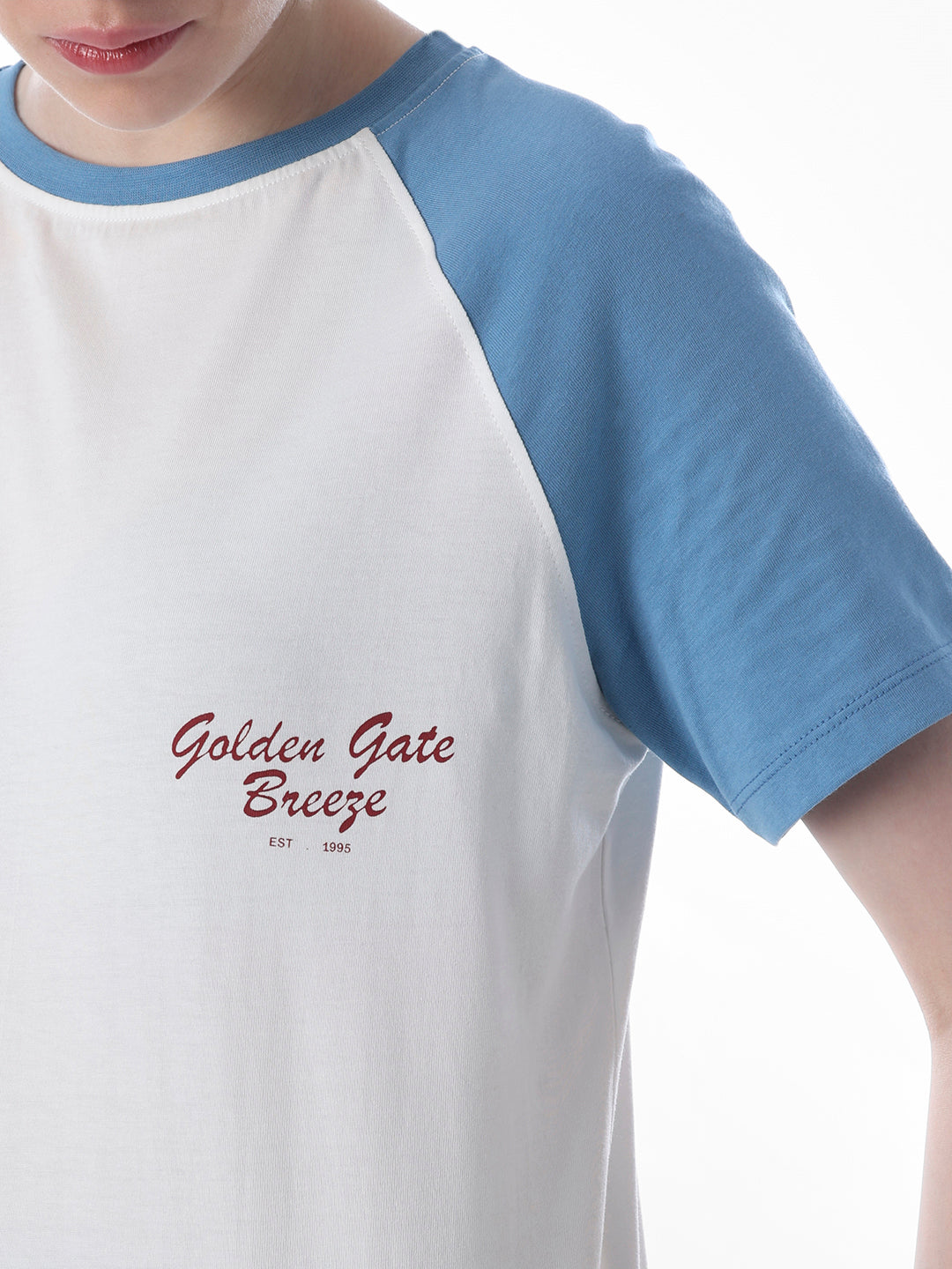 White Colourblocked T-shirt