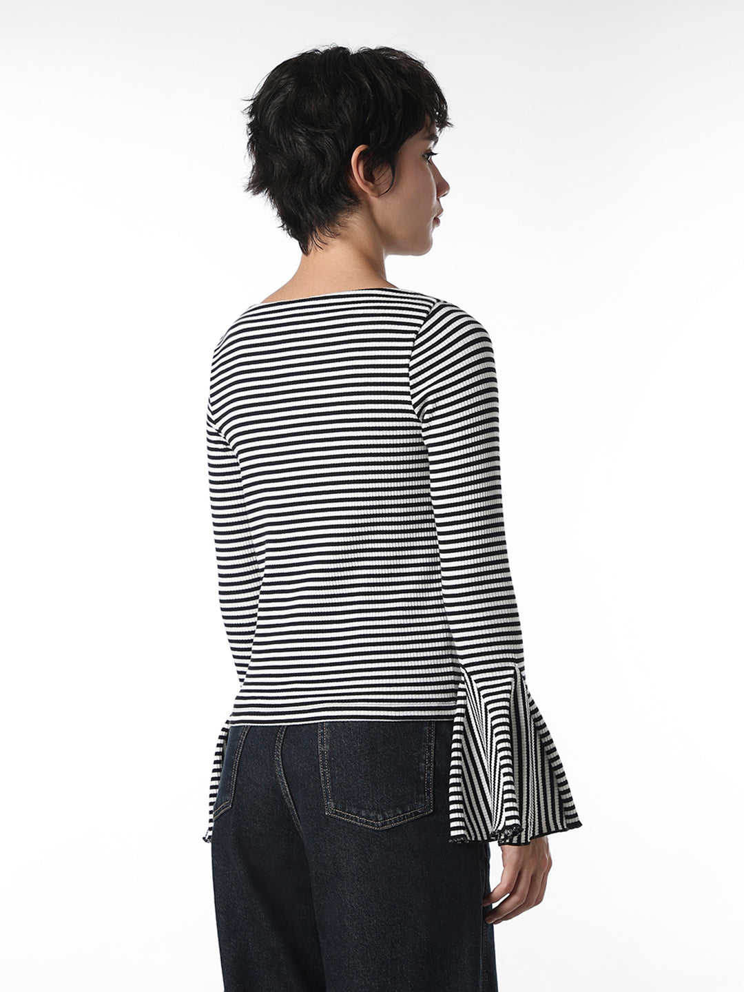 Black Striped Fitted Top
