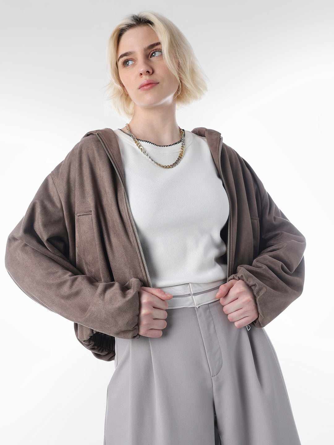 White Fitted Knit T-shirt