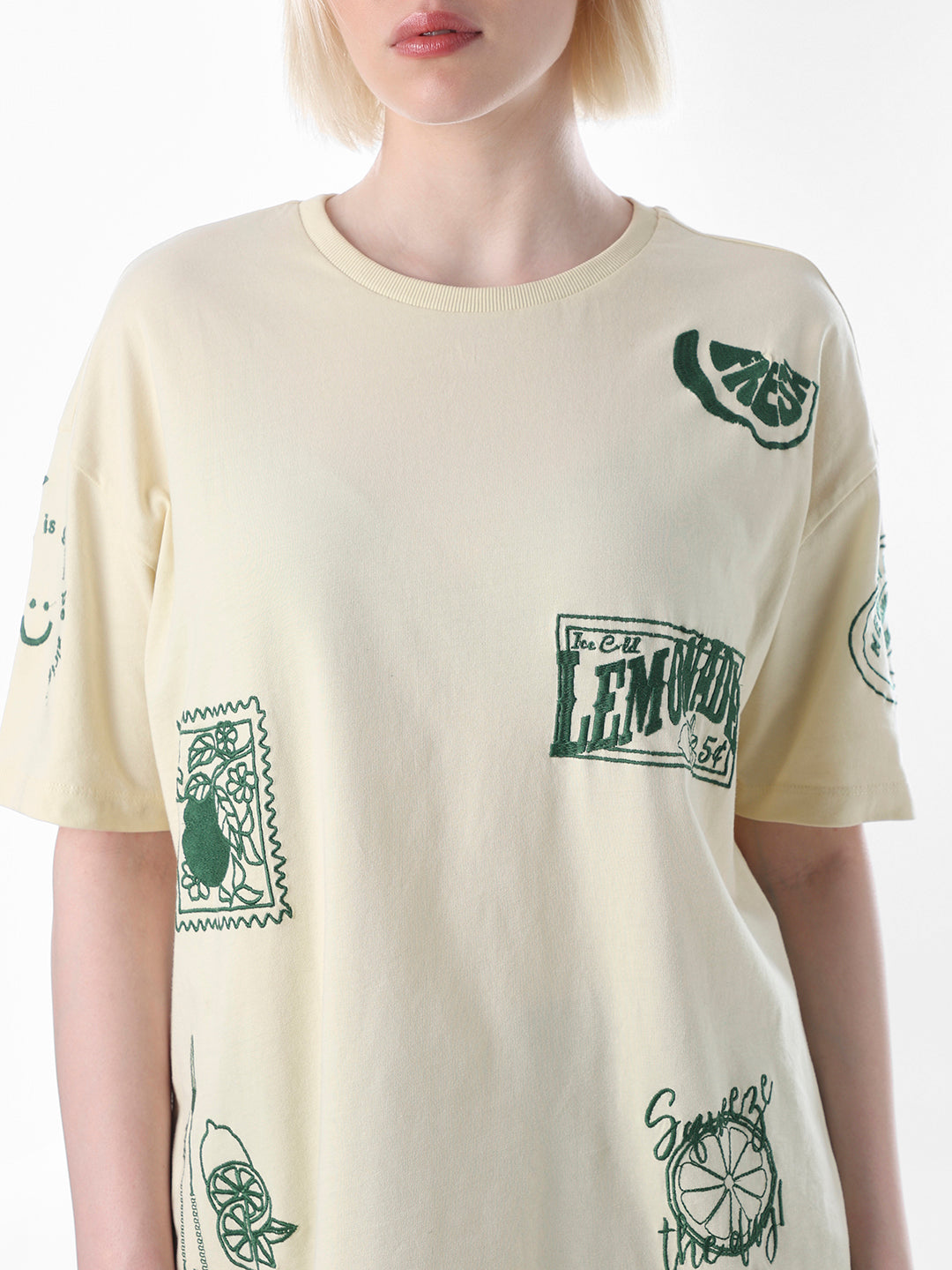 Yellow Printed Cotton T-shirt