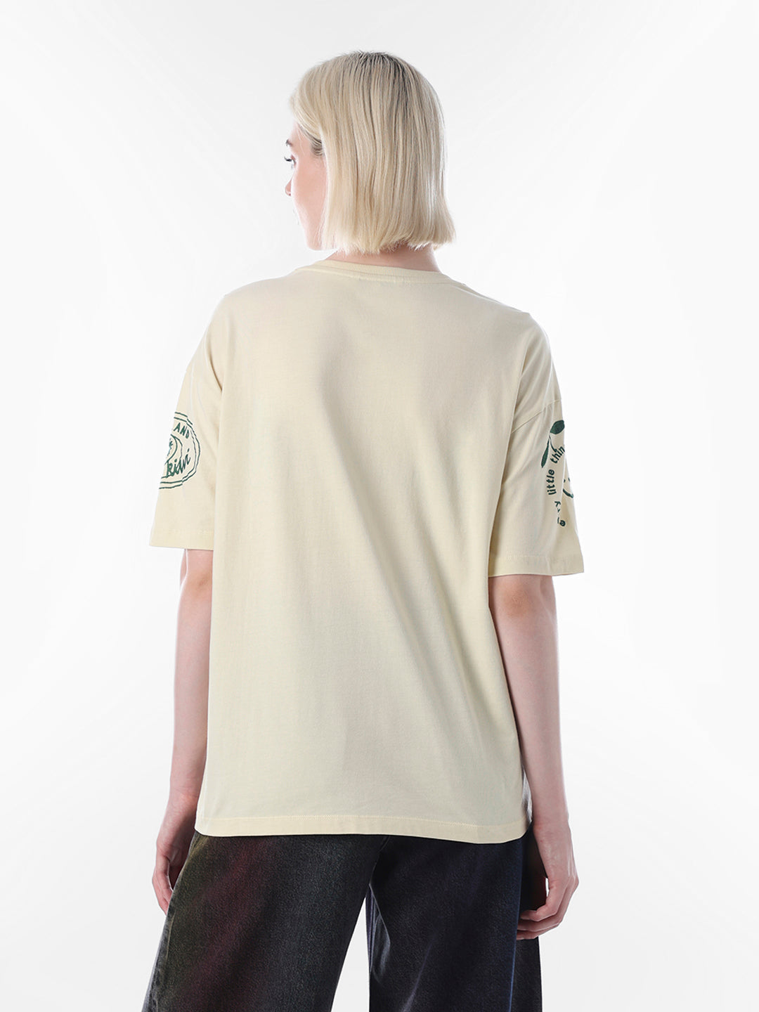 Yellow Printed Cotton T-shirt