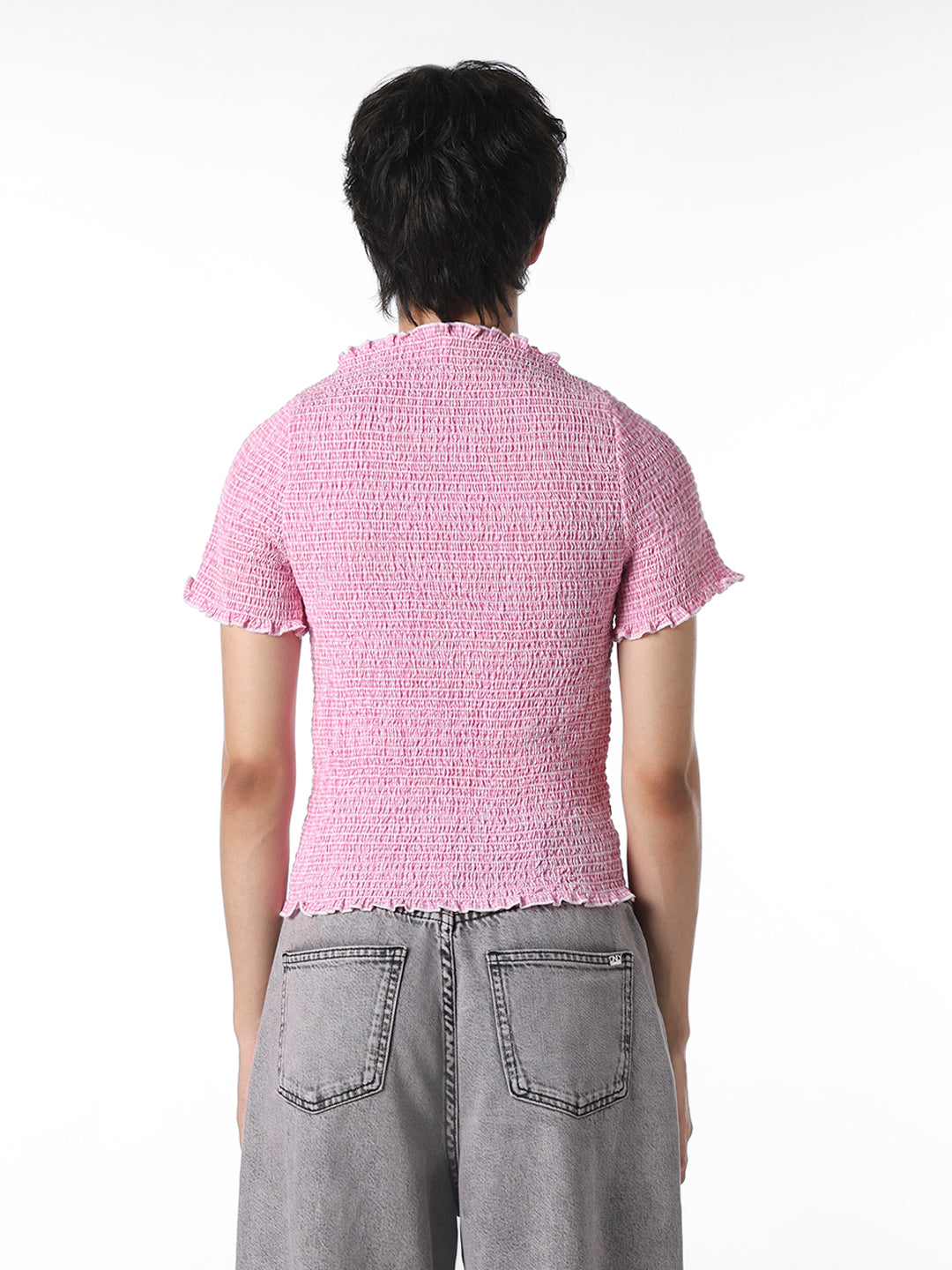 Pink Smocked Fitted Top