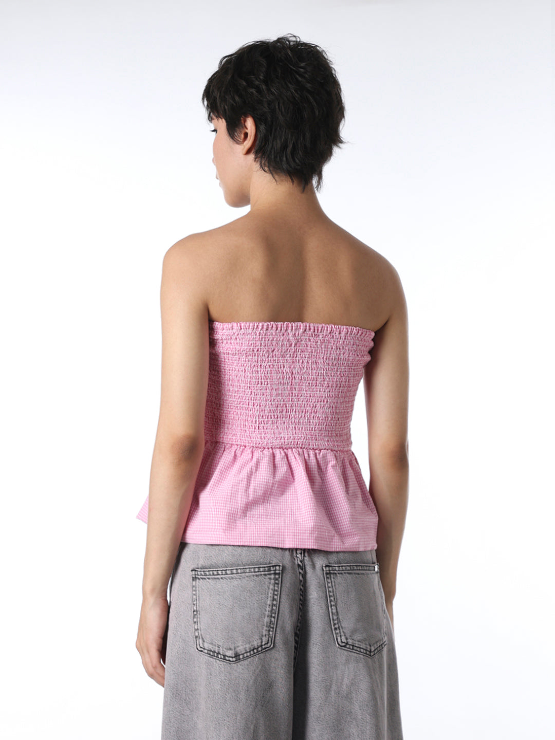 Pink Smocked Peplum Top