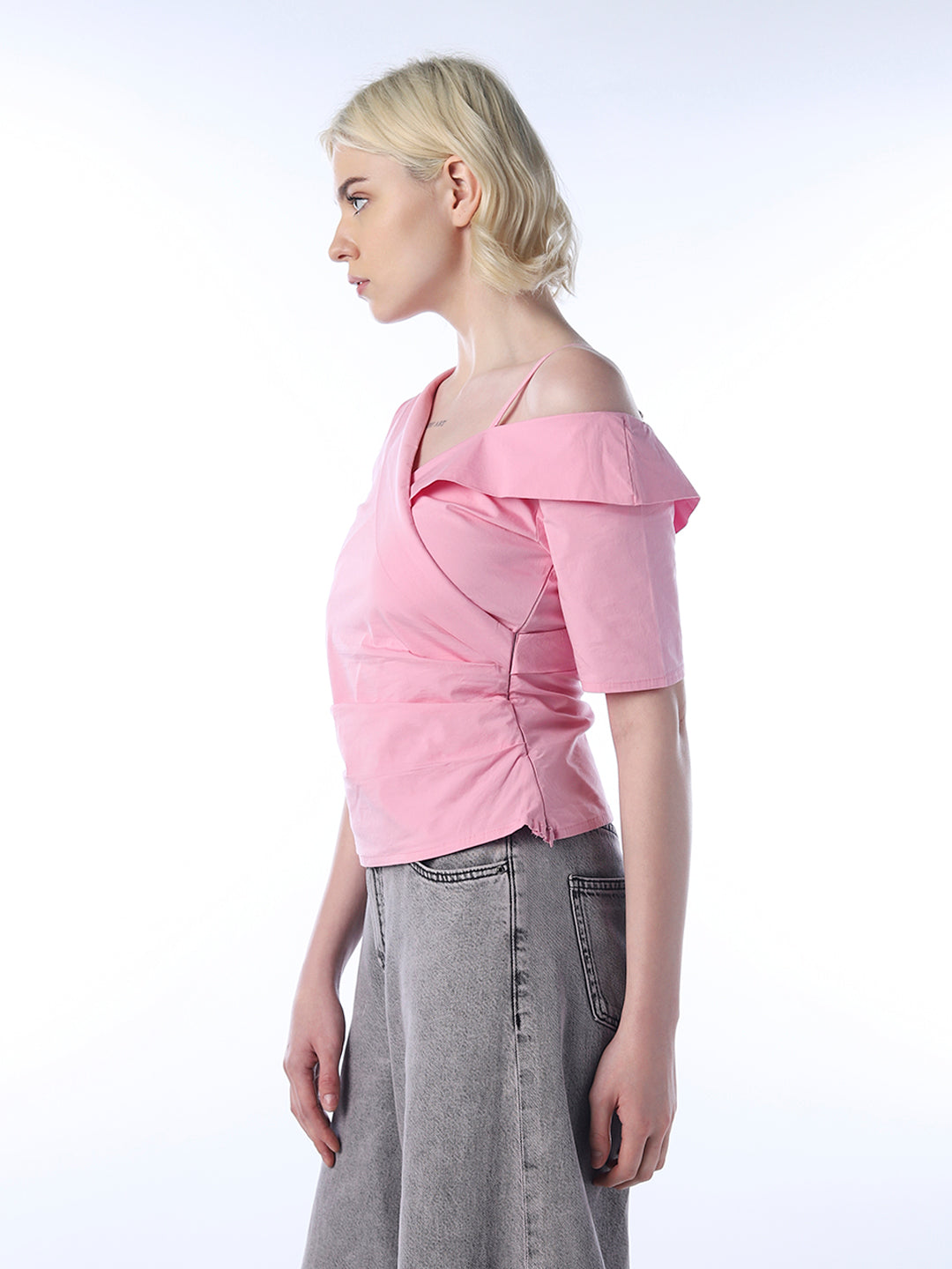 Pink Asymmetric Wrap Top