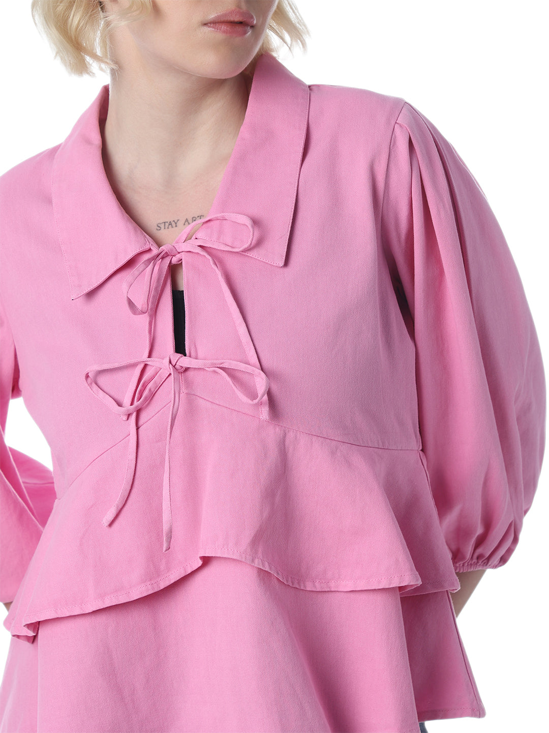 Pink Layered Peplum Shirt