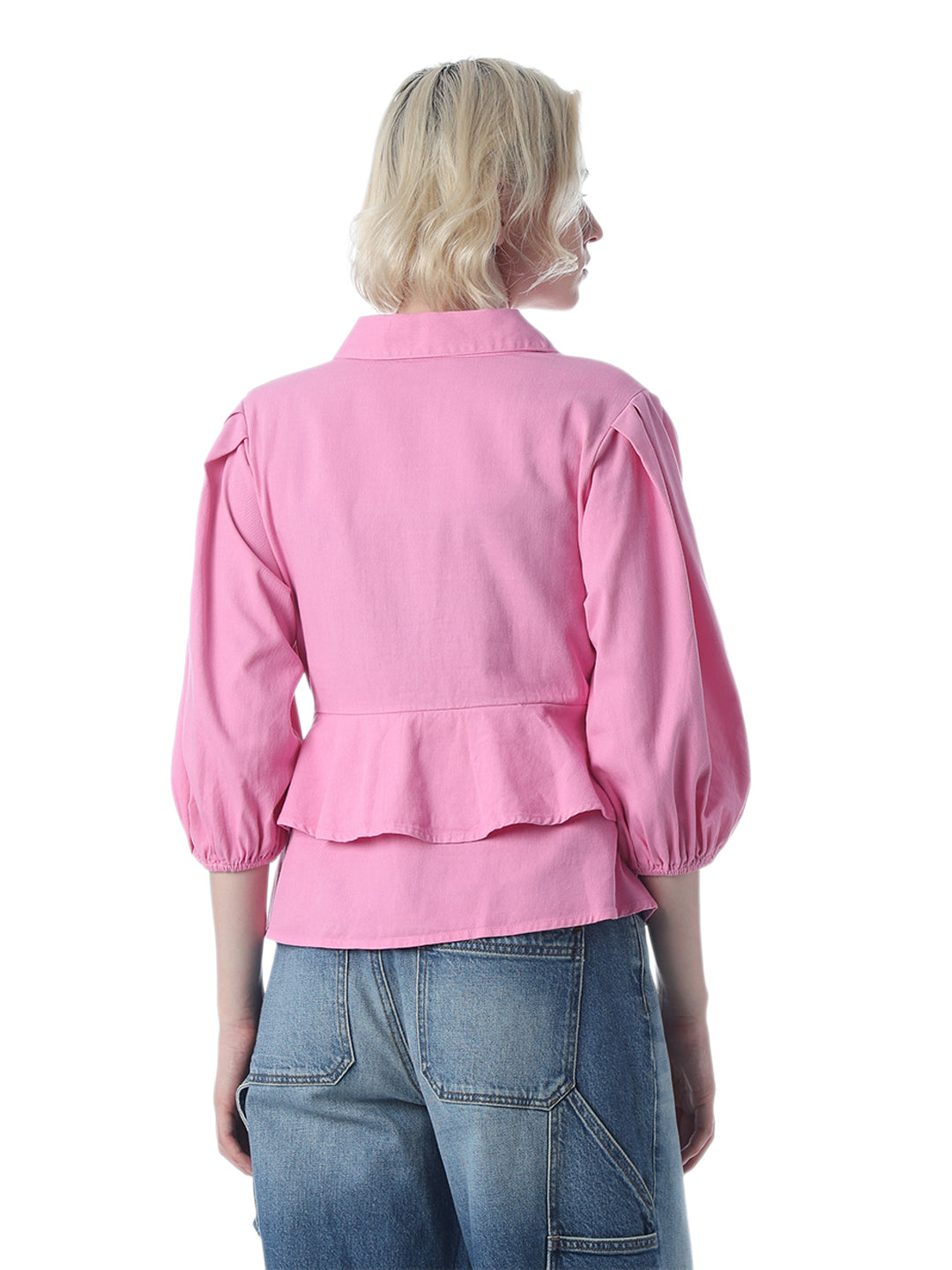 Pink Layered Peplum Shirt