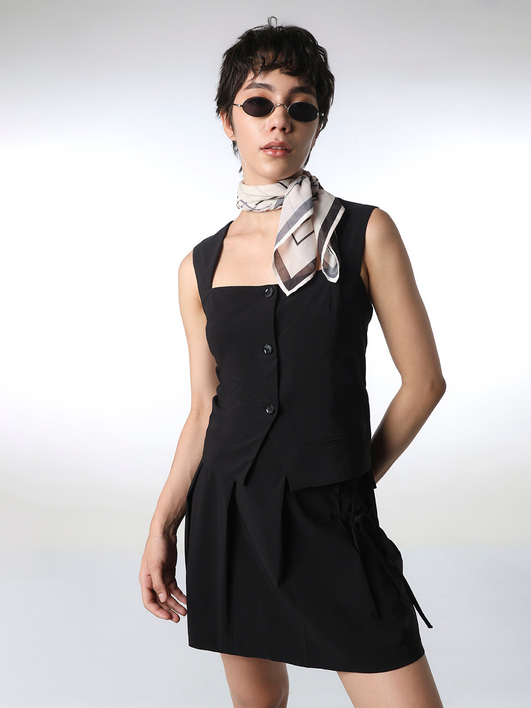 Black Short Waistcoat Top