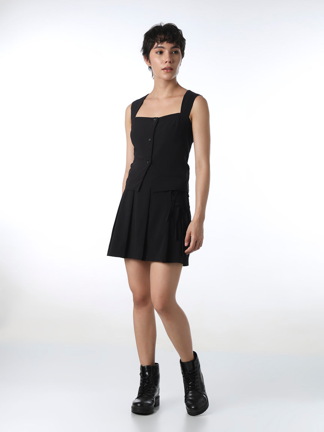 Black Short Waistcoat Top