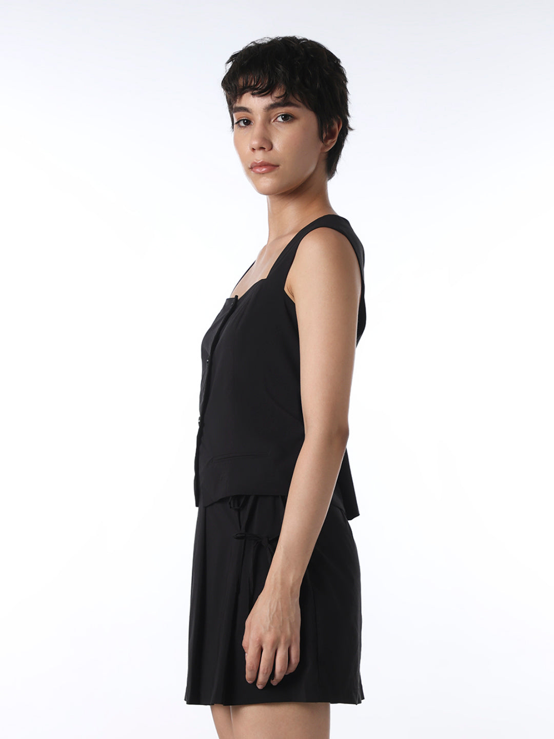 Black Short Waistcoat Top