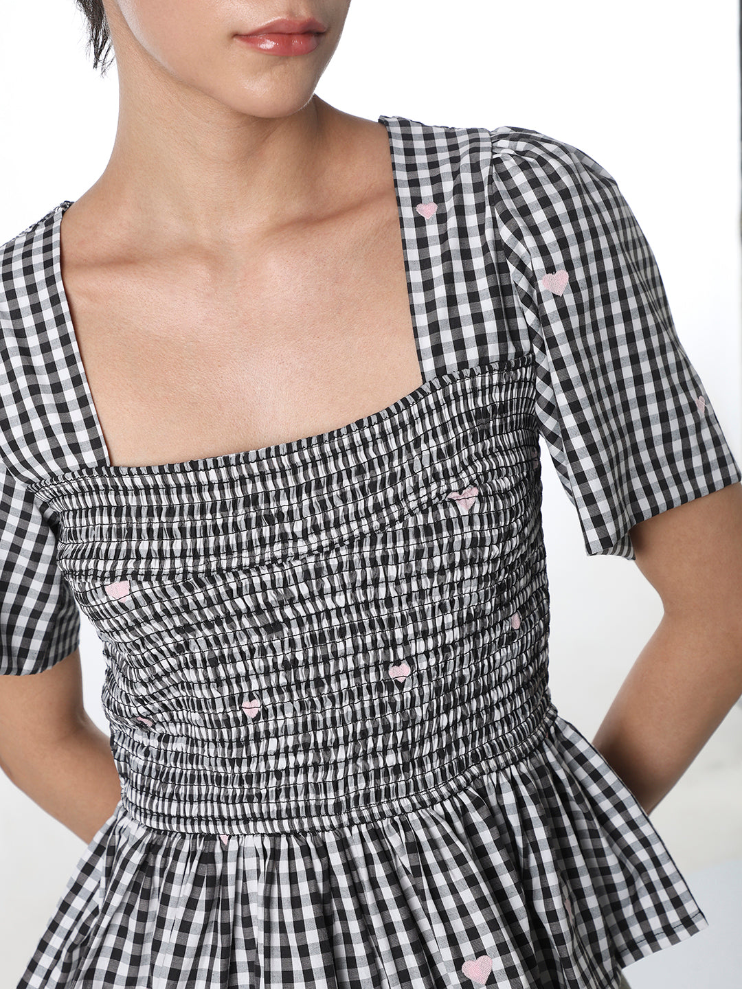 White Smocked Peplum Top