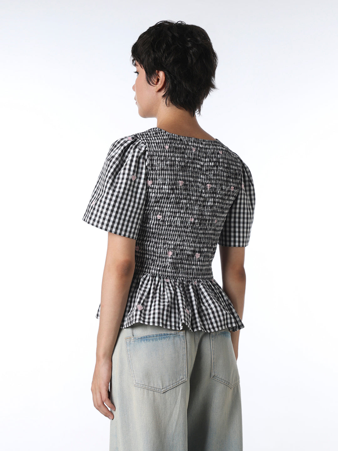 White Smocked Peplum Top